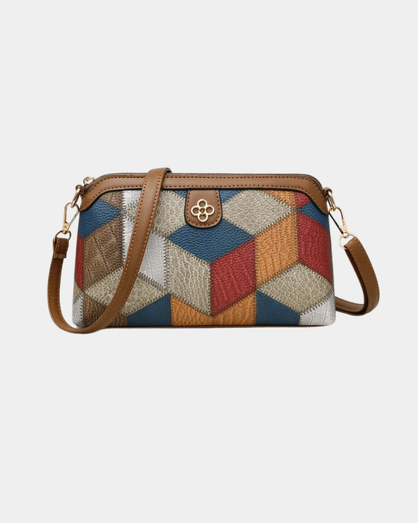 Bolsa Luana em couro com estampa geográfica