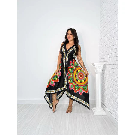 Vestido Indiano Carolina™ Lenço De Ponta Costas Nua Viscose